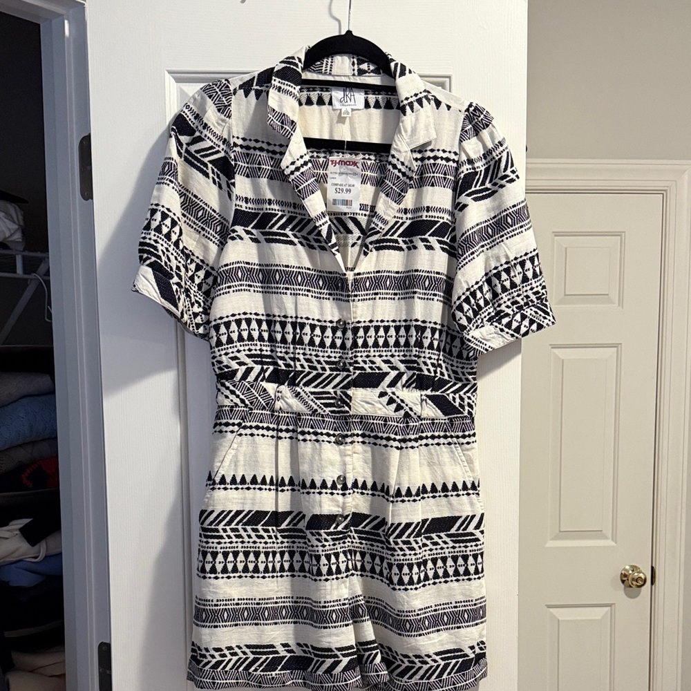 Black and White Patterned Romper. New with tags